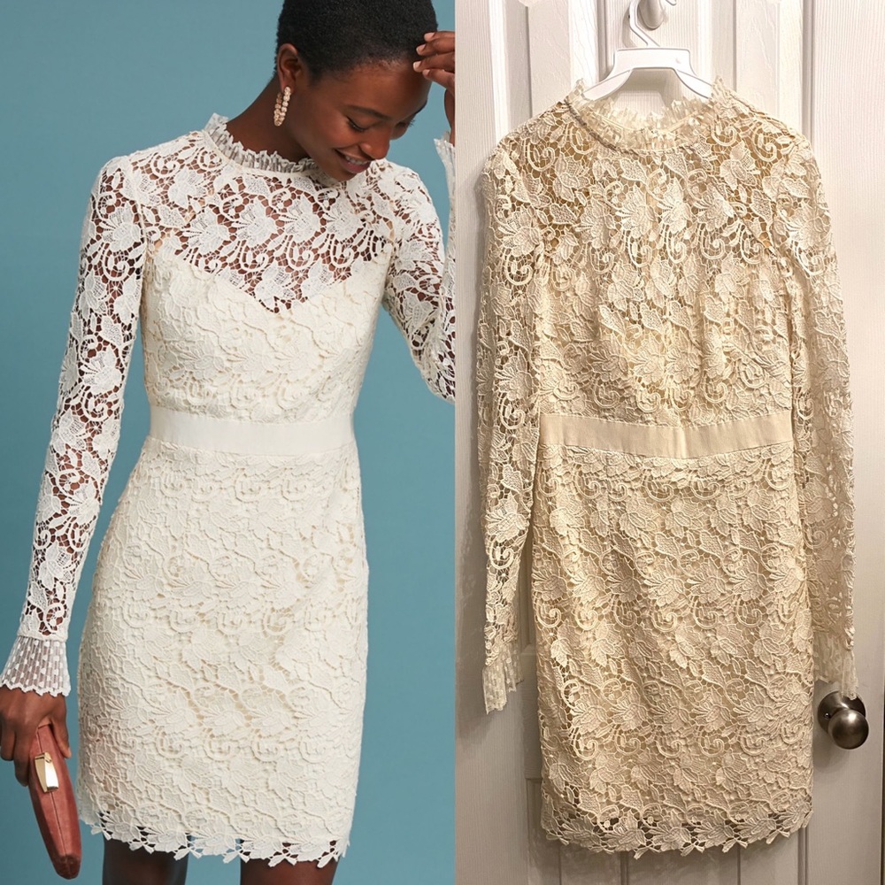 Monique Lhuillier Marie White Lace Dress